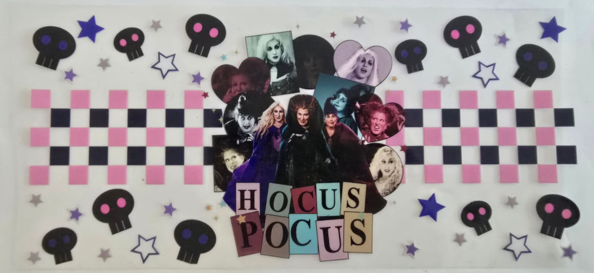 Hocus Pocus Halloween wrap with skulls and Sanderson sisters