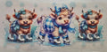 Winter Highland cows skating