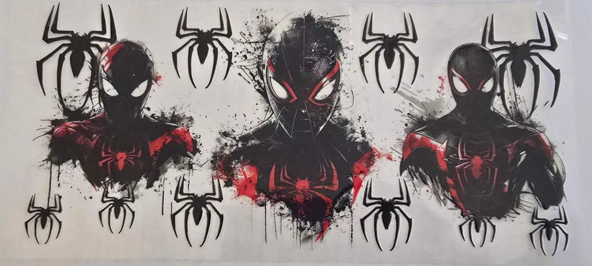 Spider-Man black and red suit wrap with spider symbols.