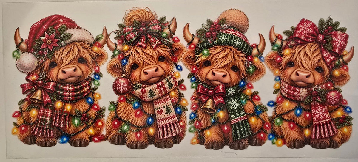 Christmas Highland Cows with Lights Wrap