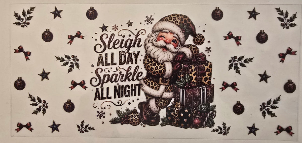 Sleigh All Day Sparkle All Night Leopard Santa Wrap