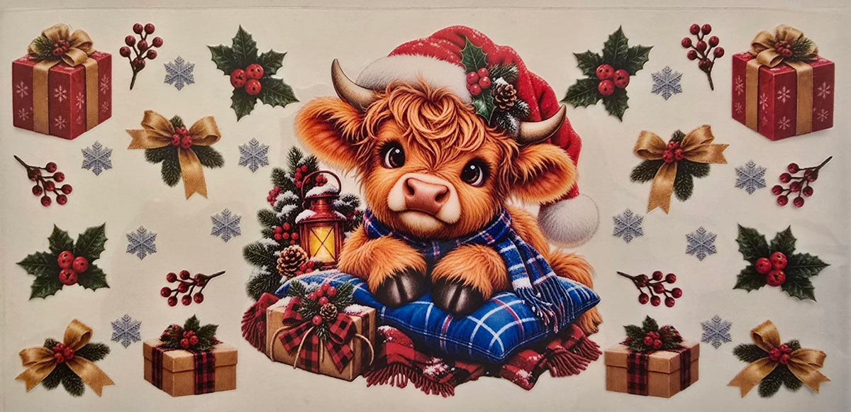Santa Highland Calf with Gifts Wrap