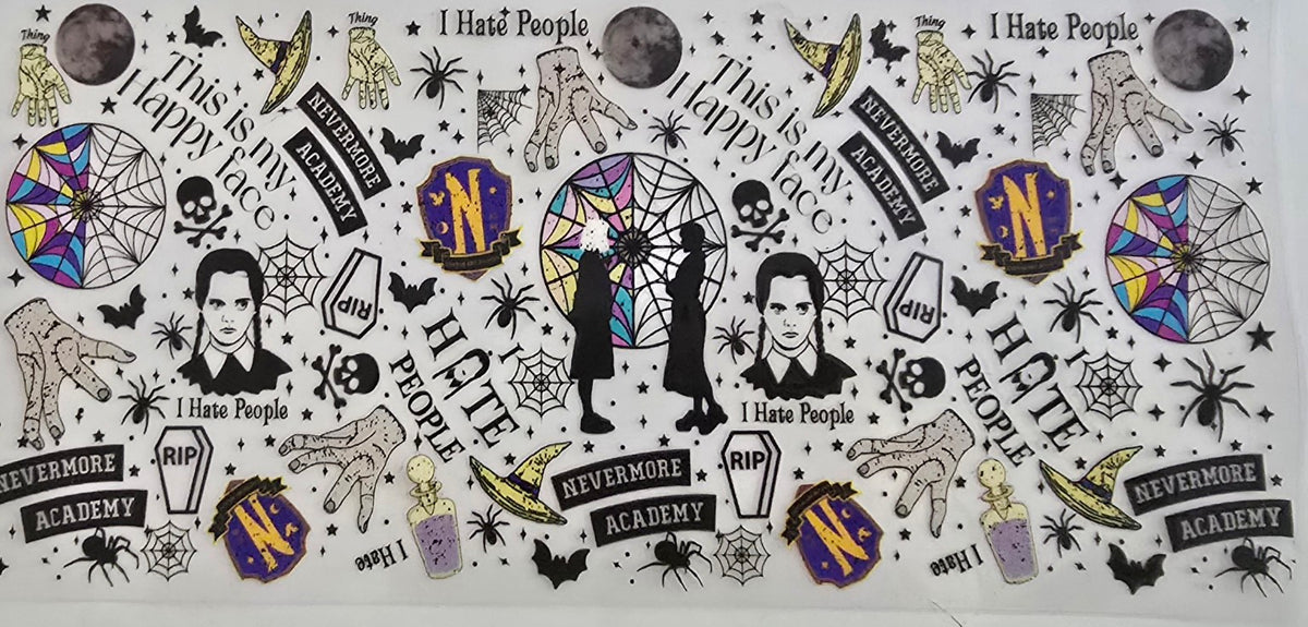 Wednesday and Thing Nevermore collage with Halloween details