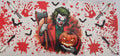 Halloween Joker wrap with pumpkin, bats, and knives.