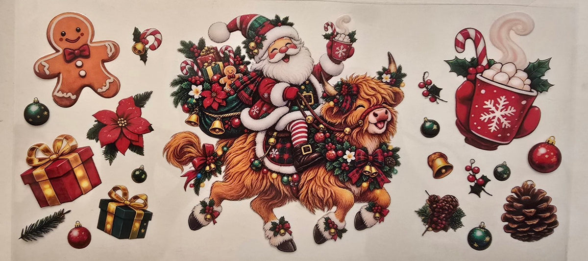 Santa Riding Highland Cow Wrap
