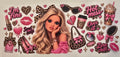 Blonde glam girl with leopard print and pink bows