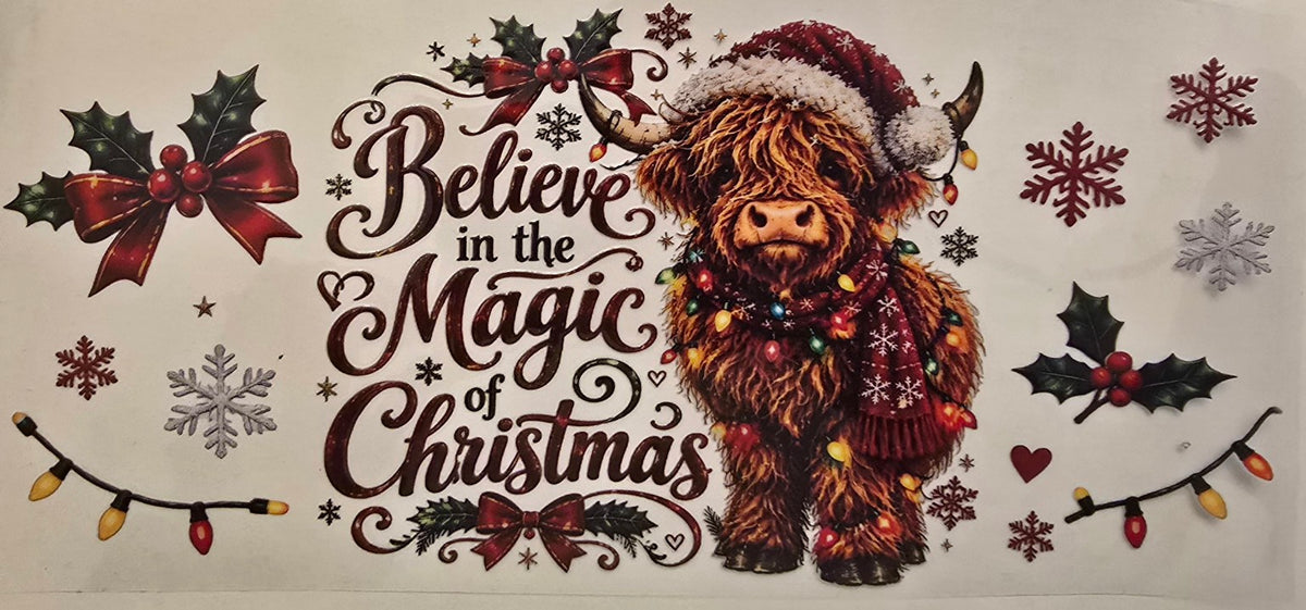 Believe in the Magic of Christmas Highland Cow Wrap