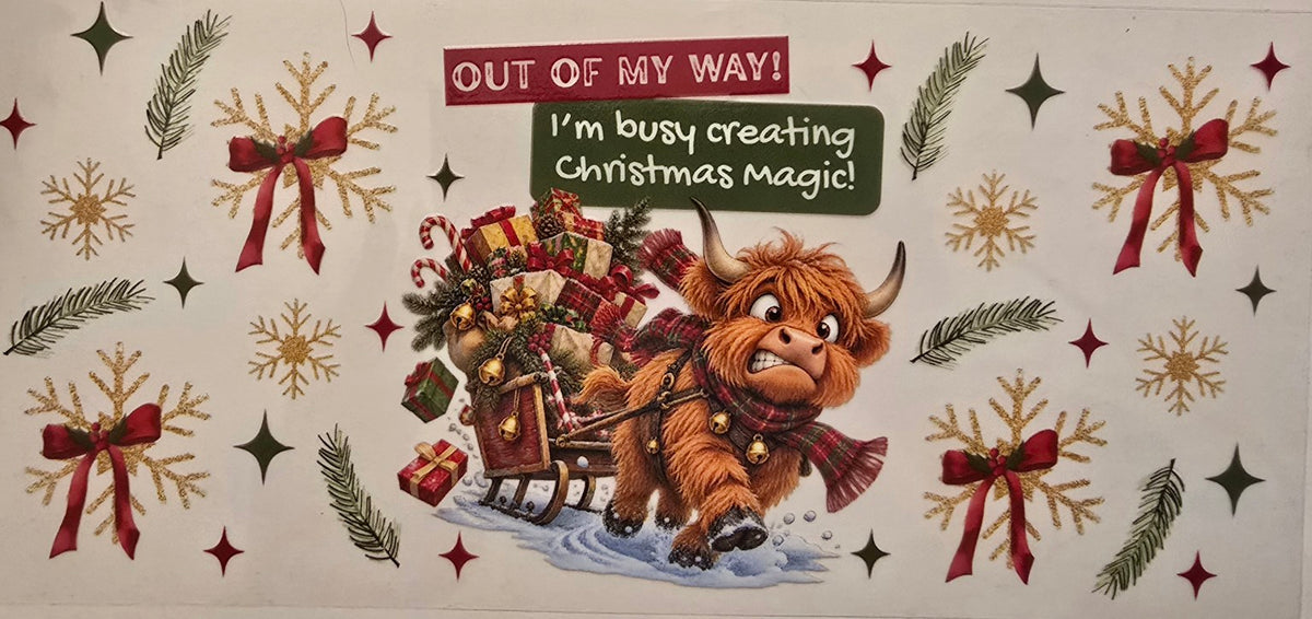 Creating Christmas Magic Highland Cow Sleigh Wrap