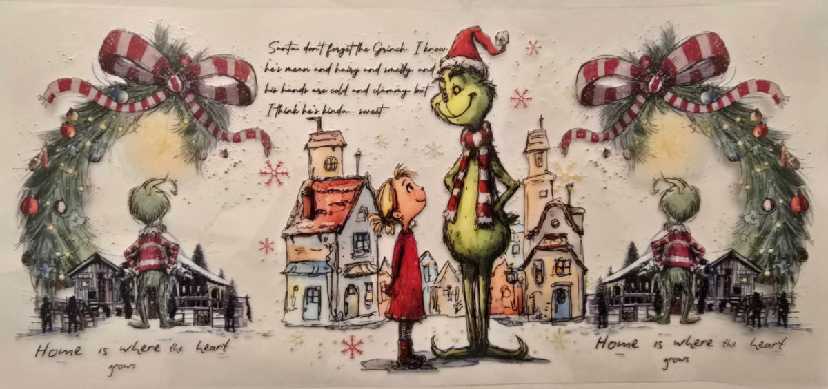 Green Christmas character town scene wrap