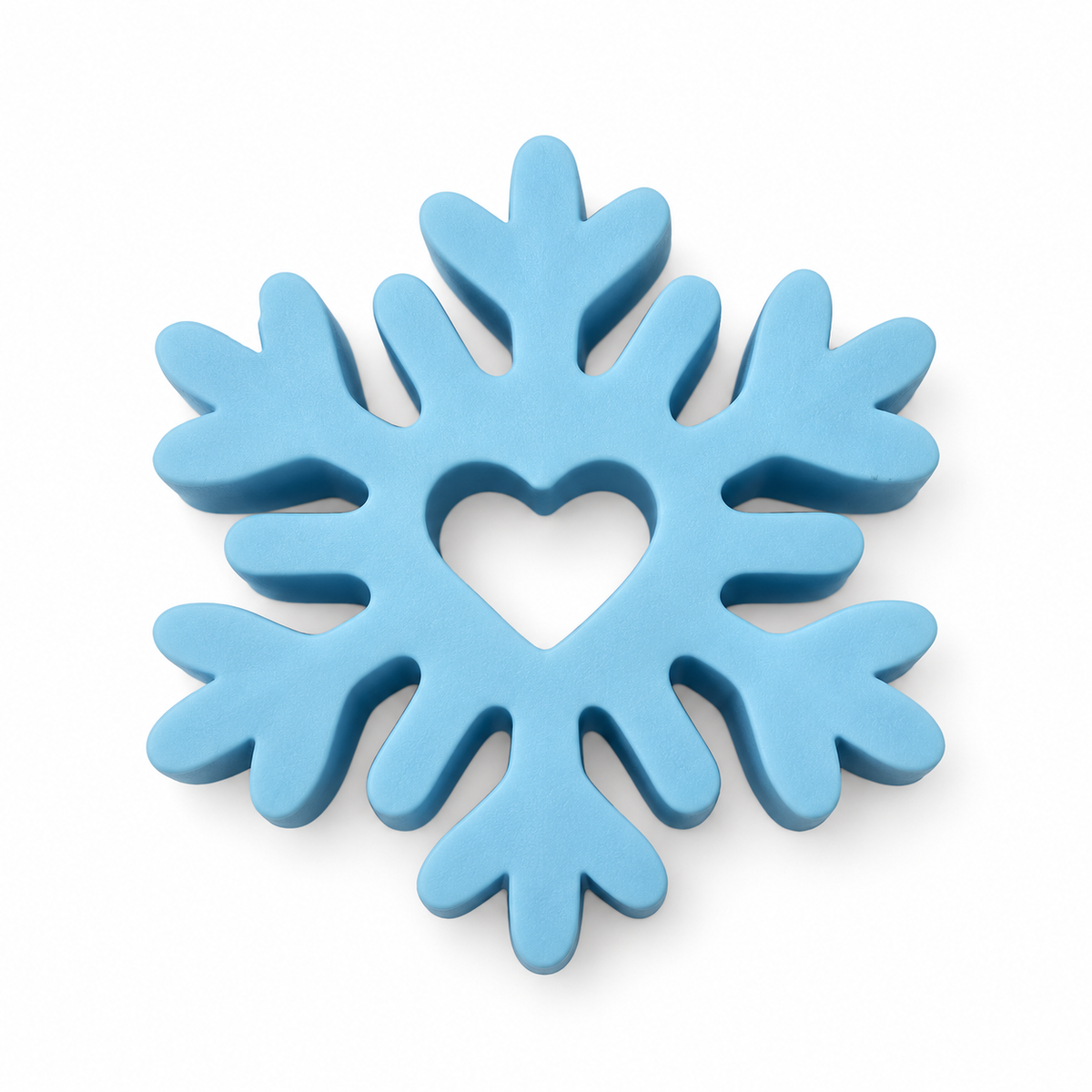 Blue snowflake heart 3D straw topper