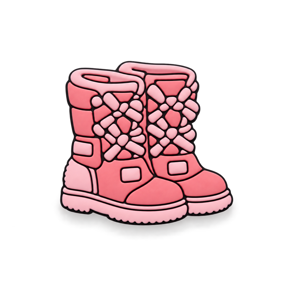 Pink winter boots 3D straw topper