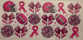 Pink football helmet, ribbons, footballs and bows for breast cancer awareness