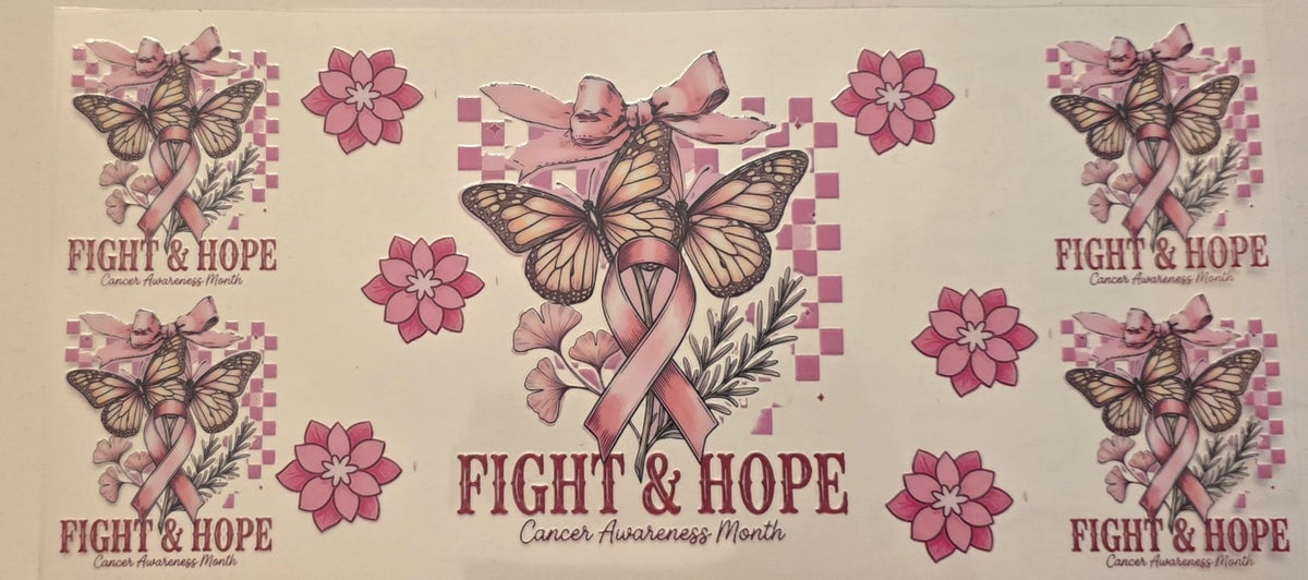 Fight & Hope pink ribbon and butterfly