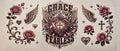 Grace Made Her Fearless with pink ribbon, roses, wings and cross