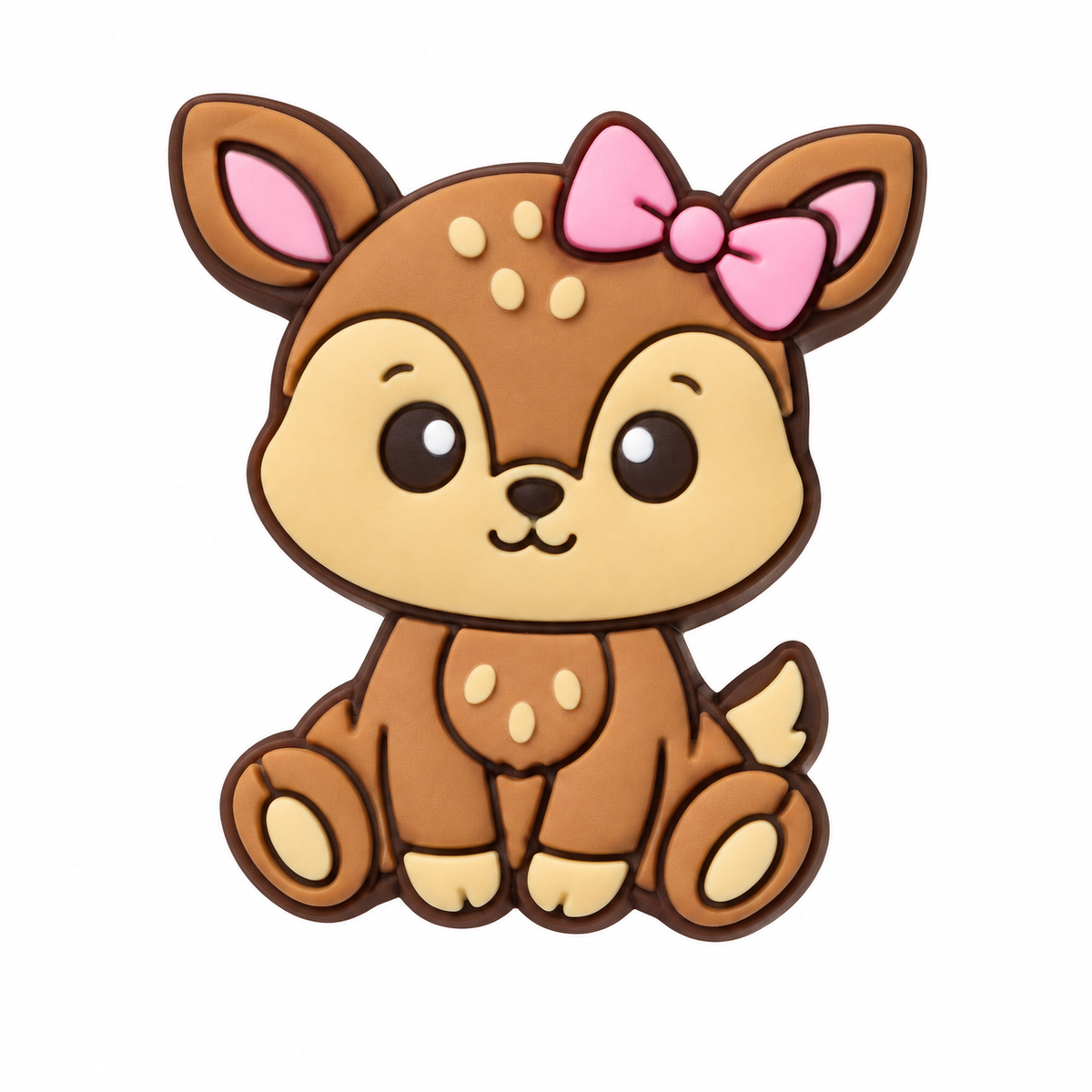 Baby deer with pink bow 3D straw topper