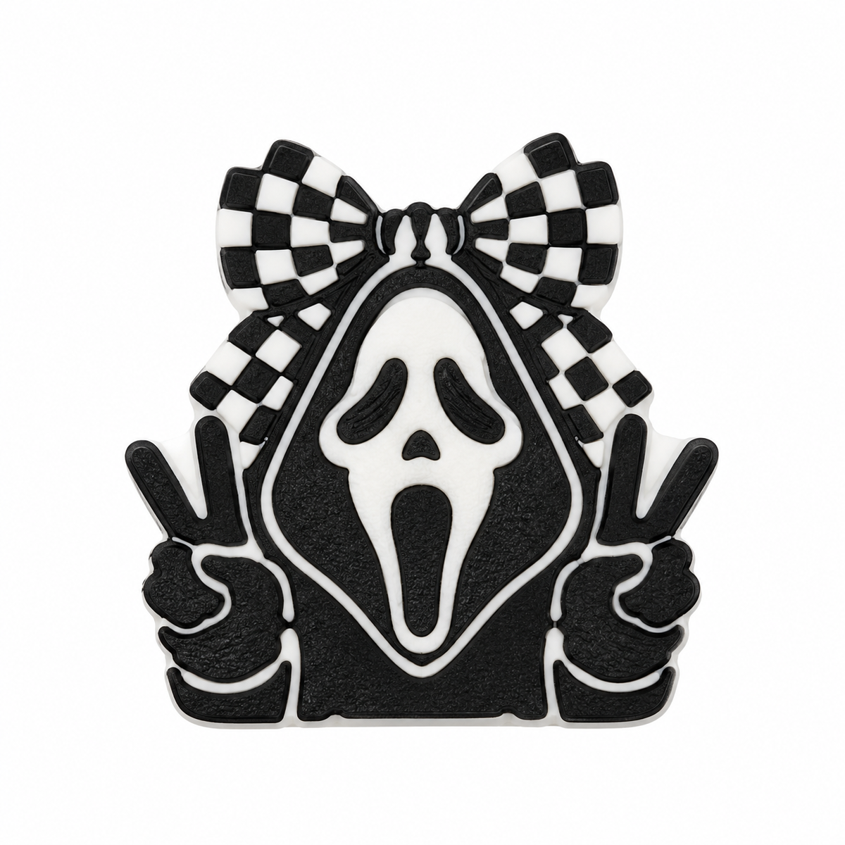 Black and white ghost mask bow 3D straw topper