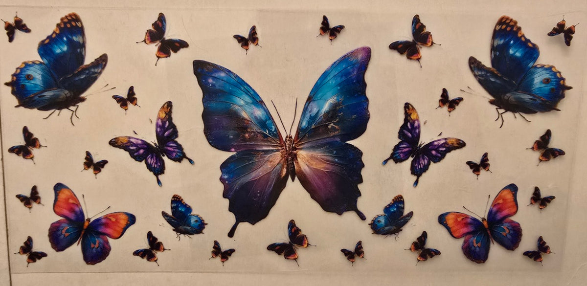 Blue Purple Butterfly Collage Wrap