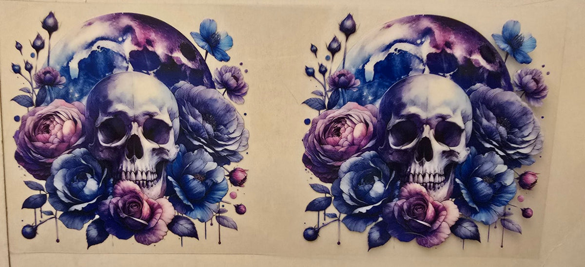 Blue & Purple Floral Skull Pair Wrap