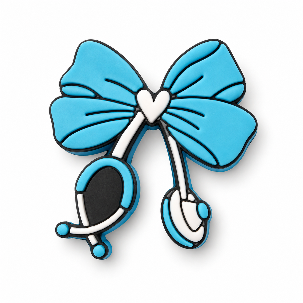 Blue stethoscope bow 3D straw topper
