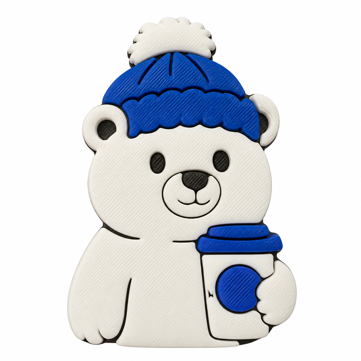 Blue winter bear with cup 3D straw topper