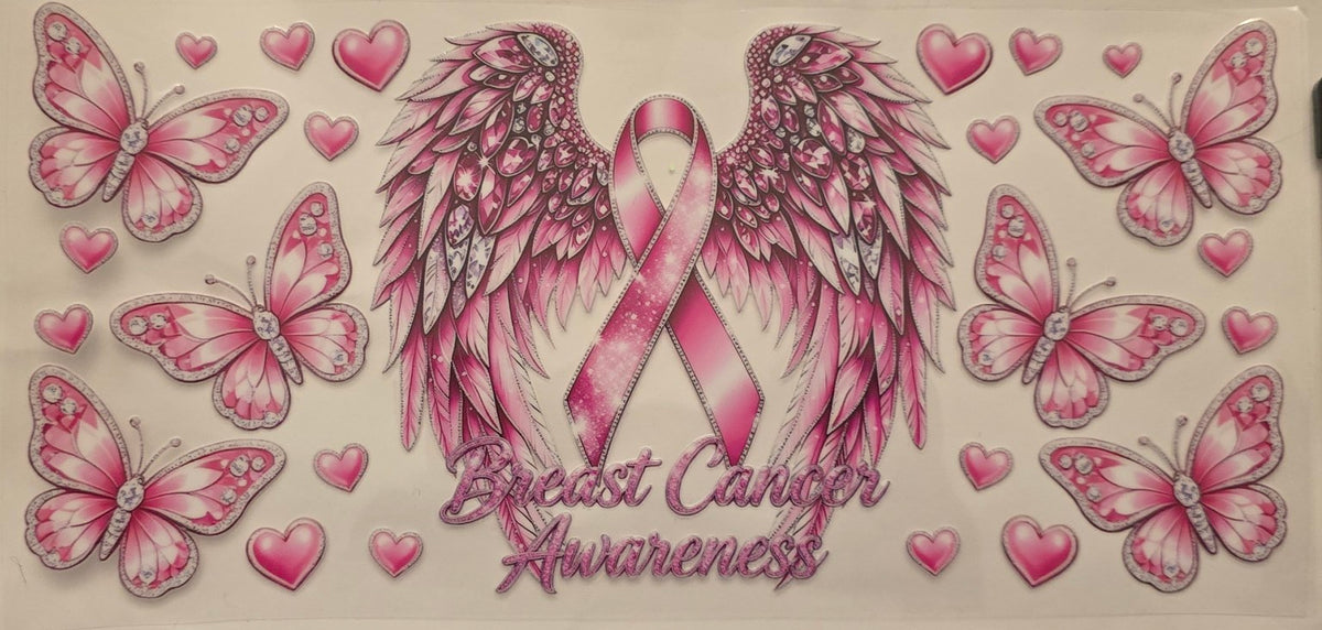 Breast Cancer Awareness Angel Wings & Butterflies Wrap
