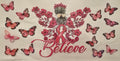 Breast cancer awareness wrap with Believe lettering, pink ribbon, flowers and butterflies