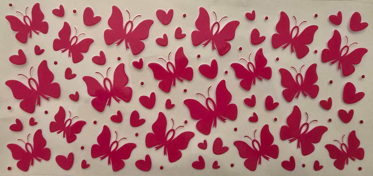 Breast cancer awareness wrap with pink butterflies and hearts
