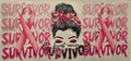 Breast cancer survivor wrap with pink ribbons and illustrated survivor woman