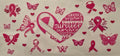 Breast cancer awareness wrap with survivor heart, pink ribbons and butterflies