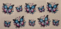 Blue and pink butterfly collage