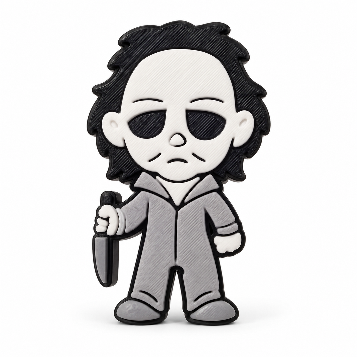 Chibi monochrome horror figure 3D straw topper