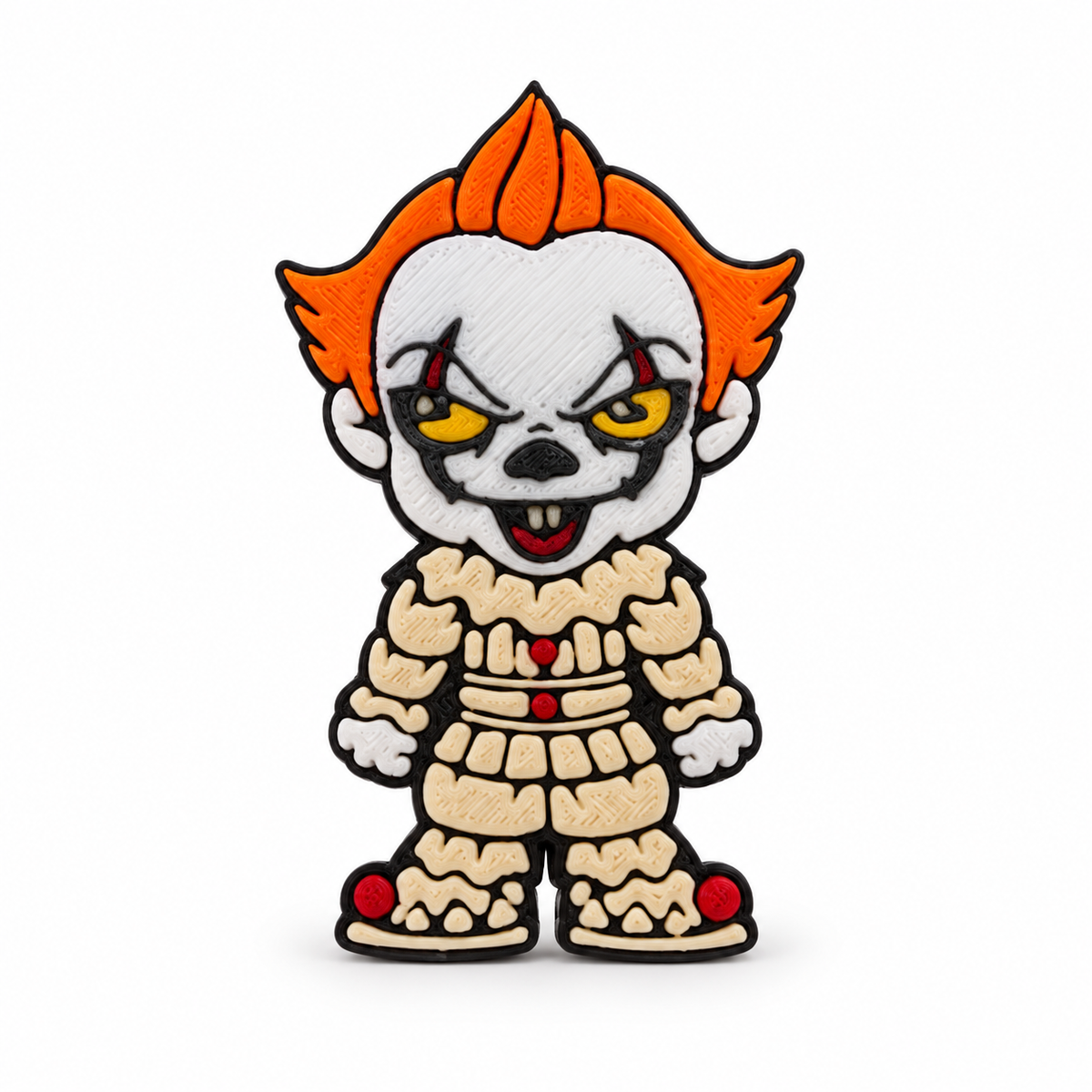 Chibi skeletal horror clown 3D straw topper