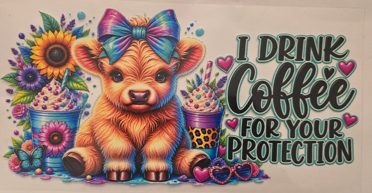 Highland cow coffee wrap design