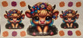 Colorful floral fairy Highland cow glow-in-the-dark wrap