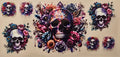 Colorful Floral Skull Collage Wrap
