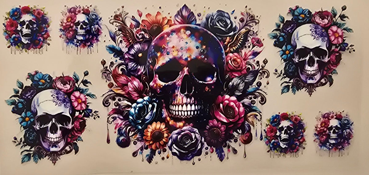 Colorful Floral Skull Collage Wrap