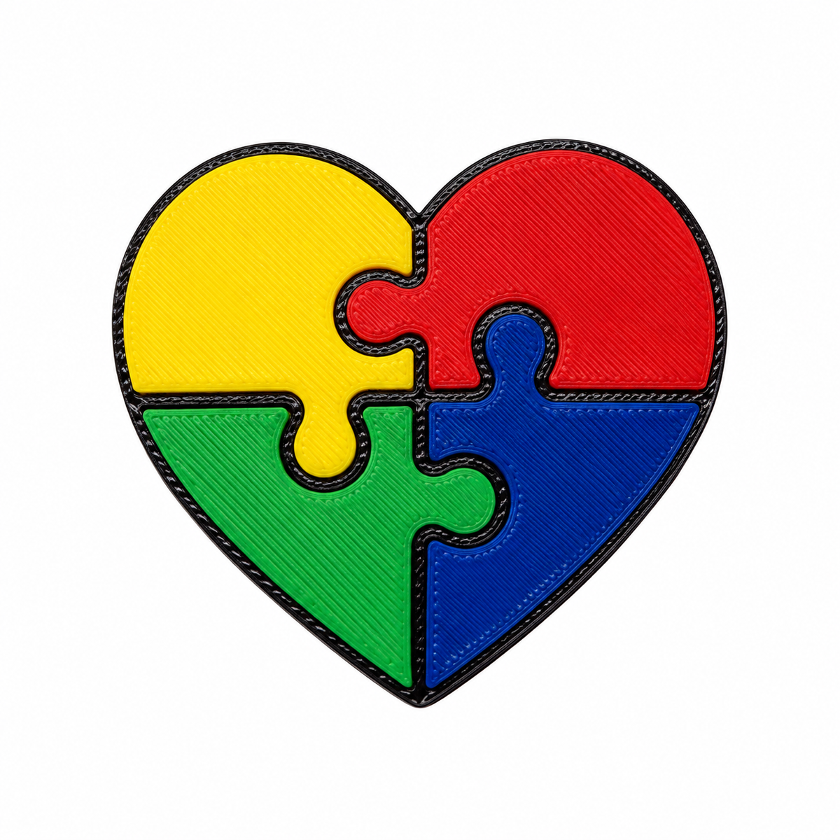 Colorful puzzle heart 3D straw topper