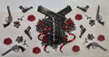 Black pistols and red roses wrap design