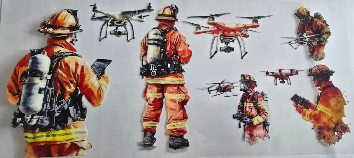 Firefighters with drones