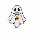 Ghost holding pumpkin coffee 3D straw topper