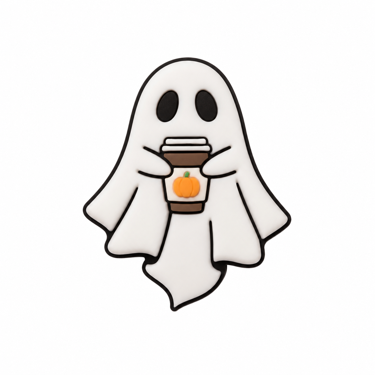 Ghost holding pumpkin coffee 3D straw topper