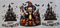 Halloween cat in witch hat with pumpkin