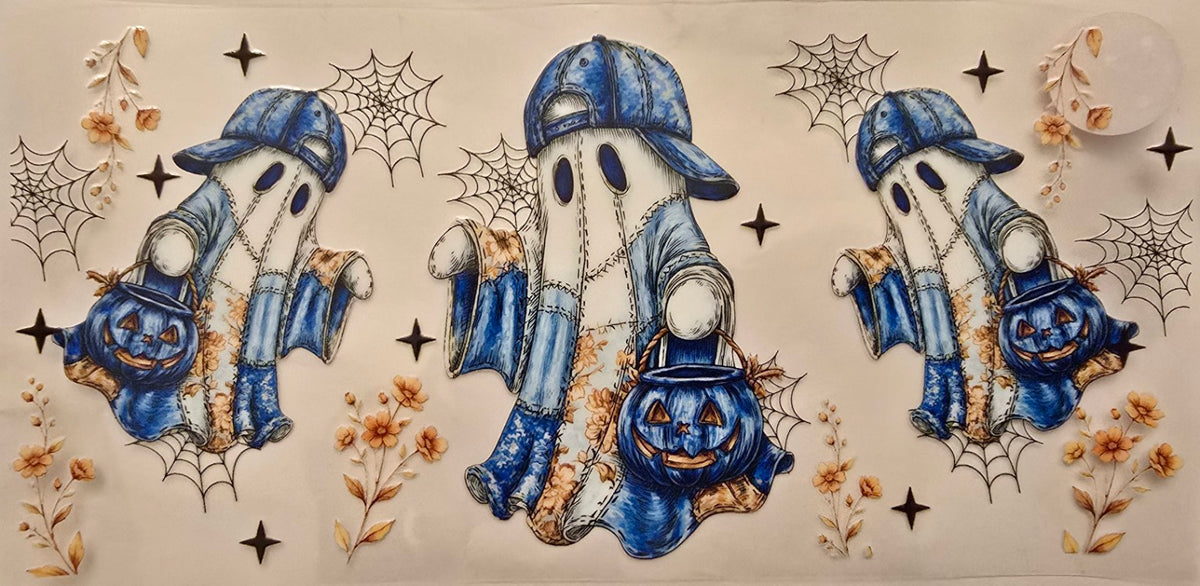 Denim ghost trick-or-treat Halloween wrap
