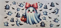 114 Halloween Ghost with Pink Bow