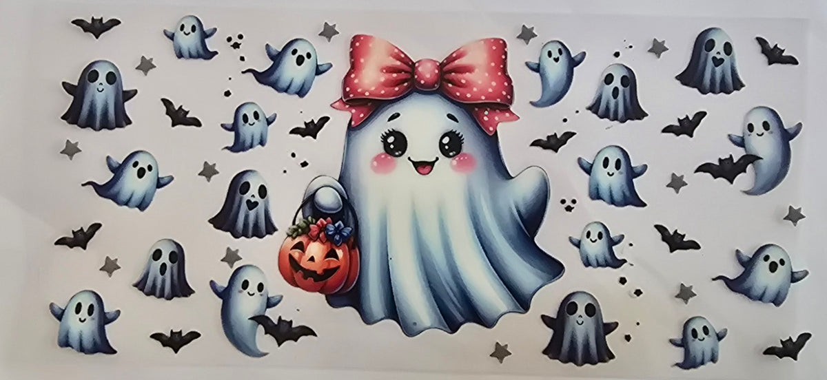 114 Halloween Ghost with Pink Bow