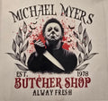 Michael Myers butcher shop Halloween design