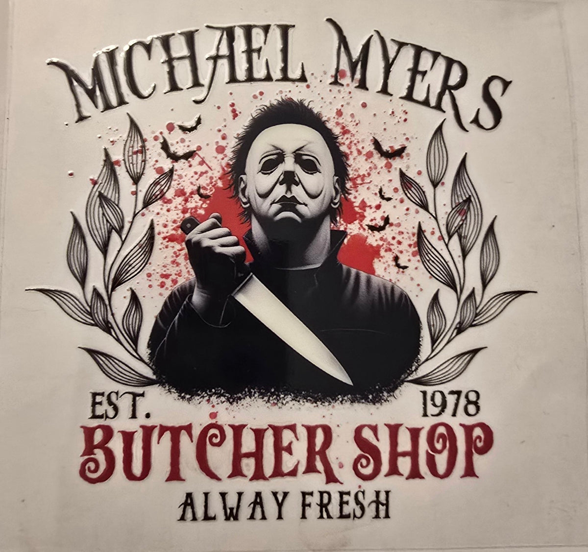 Michael Myers butcher shop Halloween design