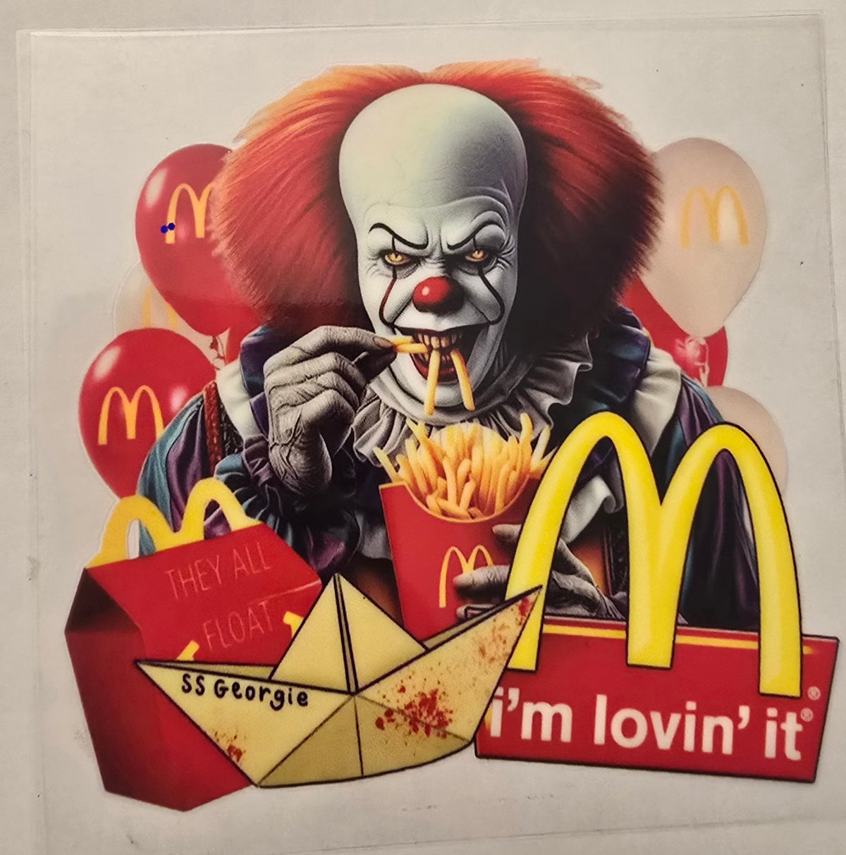 Pennywise clown with McDonald’s Halloween imagery