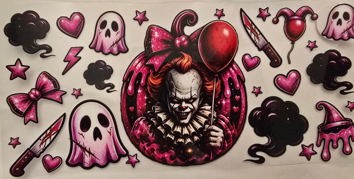 Pink horror clown Halloween wrap