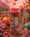 Hello Fall 20oz snowglobe tumbler with handle